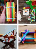 Wooden Craft Sticks, Colored Popsicle Sticks for Crafts, Rainbow Bulk Pack by Mandala Crafts
