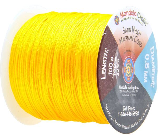 Mandala Crafts 0.8mm 100M Satin Nylon Chinese Knot Rattail Macramé Beading Knotting Sewing Cord
