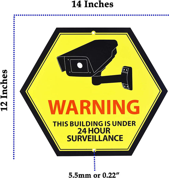 Mandala Crafts 24 Hour Video Surveillance Sign, Security Camera Sign, Aluminum Warning Sign for Outdoors, Homes, Businesses, CCTV Recording