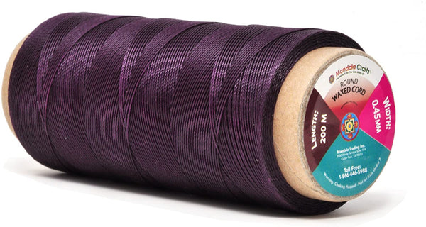Round Waxed Thread for Leather Sewing - Leather Thread Wax String Polyester Cord for Leather Craft Stitching Bookbinding by Mandala Crafts