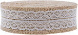 Burlap Ribbon with Lace Unwired 20 Yards Rustic Jute Ribbon for Crafts, Mason Jars, Weddings, Party Decoration; by Mandala Crafts (Tan, 2.5 Inches)