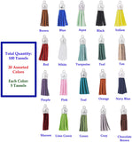 Mandala Crafts Faux Leather Suede Tassel with Loop for Keychains, Jewelry Making, Bookmarks, Books, Gifts, Pillows (Turquoise, 1.5 Inches 100 PCs)