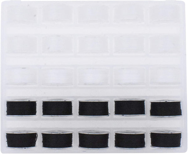 Janome Pre-Wound Plastic Bobbins WHITE/BLACK 12pk - RAPREWBW18 -  654227395021
