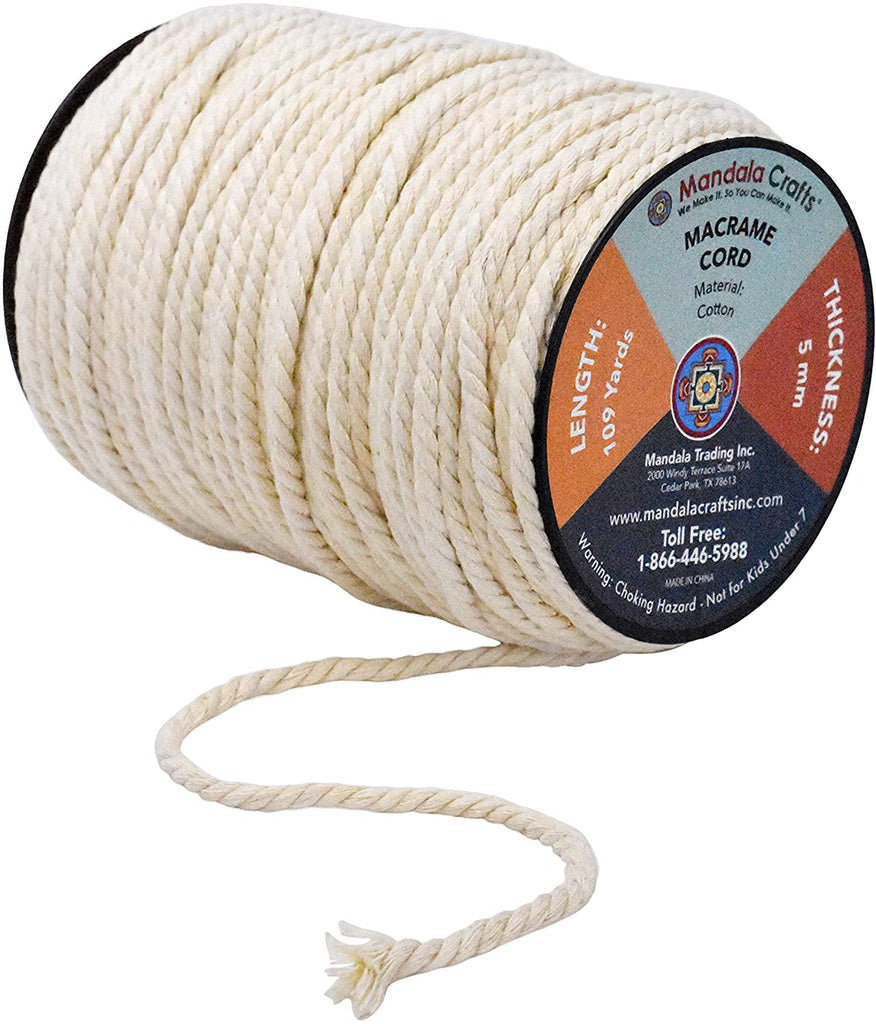 Macrame Rope 5 Mm Cotton Cord 230m Natural 3 Strand Twisted Cotton