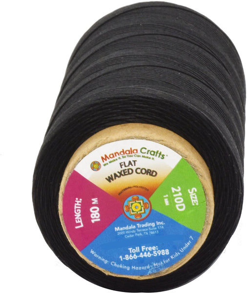 Polyester Flat Waxed String Line 2mm X 88 Yards (263feet) for  Bracelets,Leather Sewing, Leather Craft Jewelry Craft DIY Sewing Wax Thread  Macrame Cord
