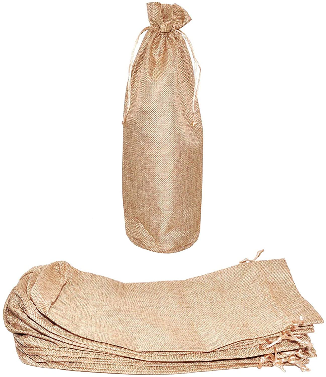 Mandala Crafts Burlap Wine Bags for Wine Bottles Gifts – Reusable Cloth Wine Gift Bags Bulk Pack - Drawstring Gift Bag Bottle Covers for Party Wedding Holiday 12 PCs