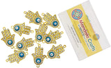 Gold Metal Hamsa Hand Evil Eye Charm Beads 10 PCs for Jewelry Making, Ornaments; by Mandala Crafts