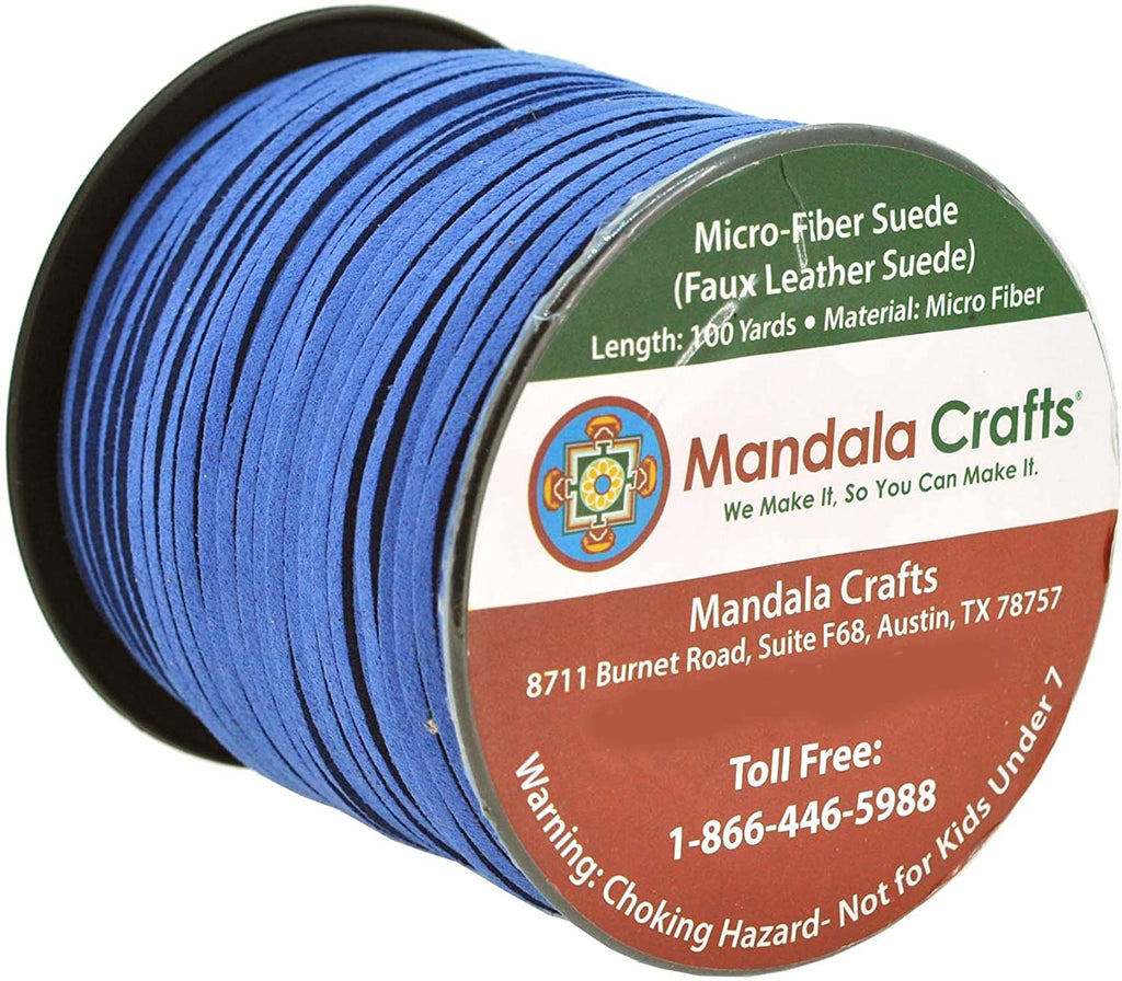 Mandala Crafts Denim Blue Faux Suede Cord - Flat Vegan Leather