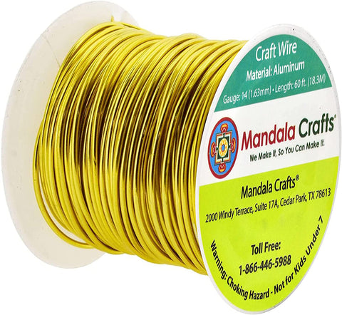 Mandala Crafts 12 14 16 18 20 22 Gauge Anodized Jewelry Making Beading Floral Colored Aluminum Craft Wire 14 Gauge Light Gold