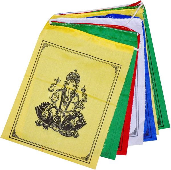Mandala Crafts Ganesha Tibetan Prayer Flags Outdoor Large Lungta - Nepalese Prayer Flags – Ganesh Prayer Flag Banner 6 X 7 Inches 5 FT Long