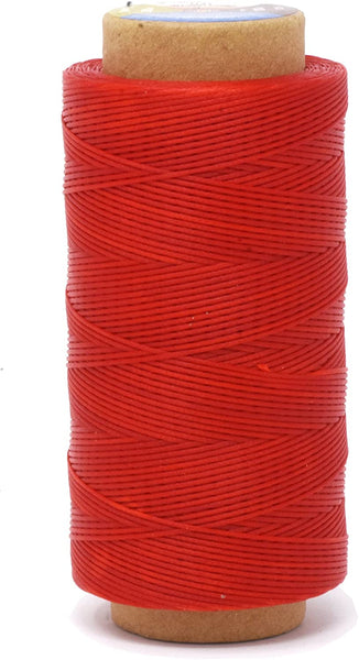 Flat Waxed Thread for Leather Sewing - Leather Thread Wax String Polyester Cord for Leather Craft Stitching Bookbinding by Mandala Crafts 150D 0.8mm 273 Yards Red