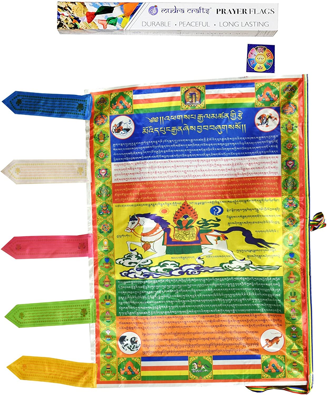 Mudra Crafts Tibetan Prayer Flags Vertical Banner - Nepalese Prayer Flags - Lungta Prayer Flag Banner