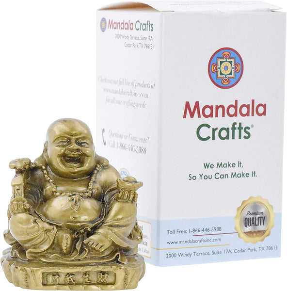 Mandala Crafts Laughing Happy Small Buddha Statue Figurine for Lucky Home Décor Gift