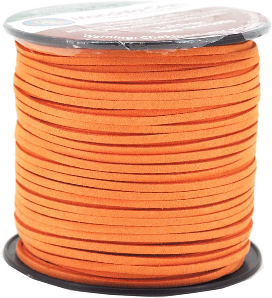 Mandala Crafts 100 Yards 2.65mm Wide Jewelry Making Flat Micro Fiber Lace Faux Suede Leather Cord (Coral)