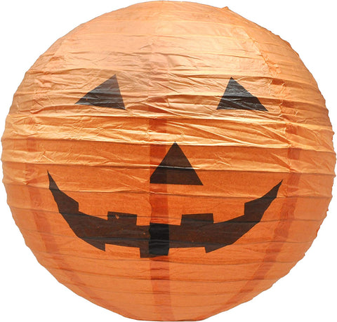 Mudra Crafts Halloween Paper Jack-O-Lantern, Orange Pumpkin Lamp with Led Lights, 12-Inch, Set of 10