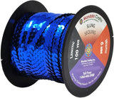 Mandala Crafts Flat Sequin Strip Trim on Strings for Crafts, Fringe, and Sewing; Blue 6mm 100 Yard Roll