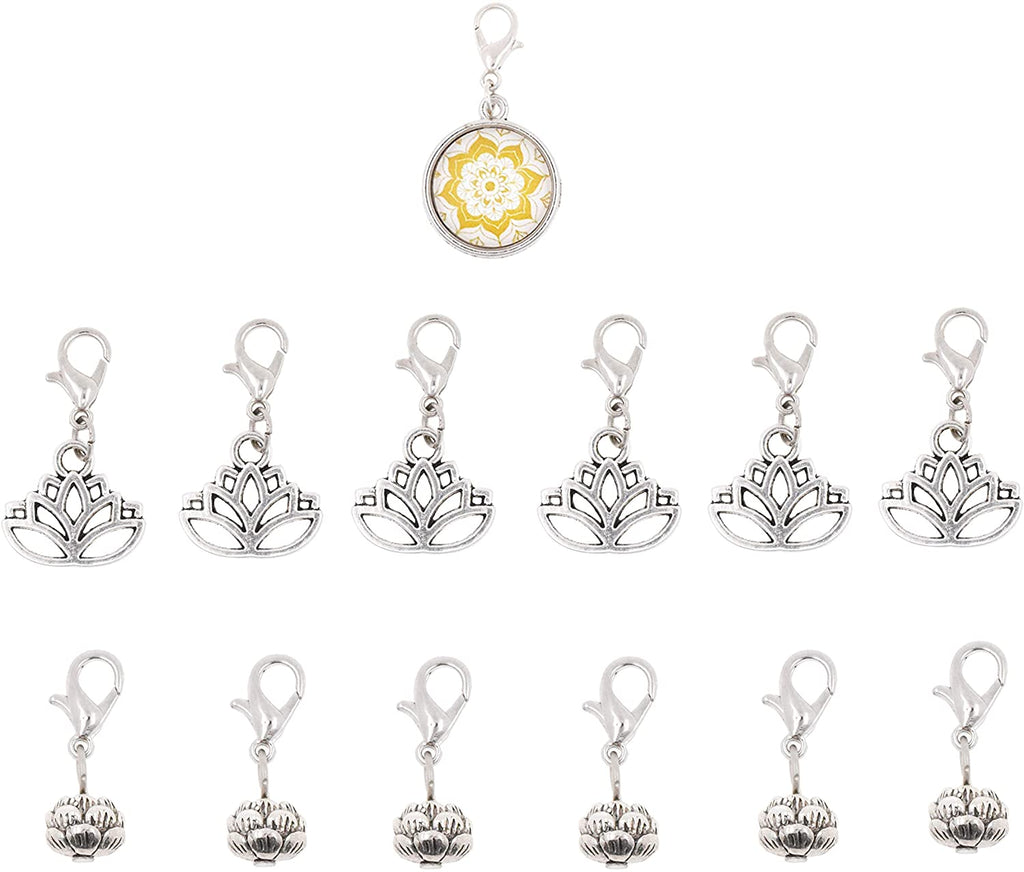 Mandala Crafts Clip On Charms with Lobster Clasp for Bracelet, Necklace,  DIY Jewelry Making; Silver Tone, 12 Assorted PCs (Mom)