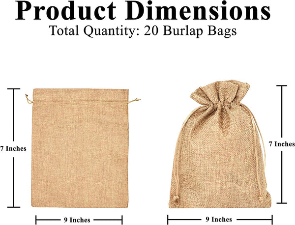 Mandala Crafts Burlap Bags with Drawstring - Small Drawstring Pouch Set - Bulk Rustic Linen Burlap Drawstring Bags for Burlap Gift Bags Wedding Party Coffee Candy Favor Bags 20 PCs 4X6 Inches