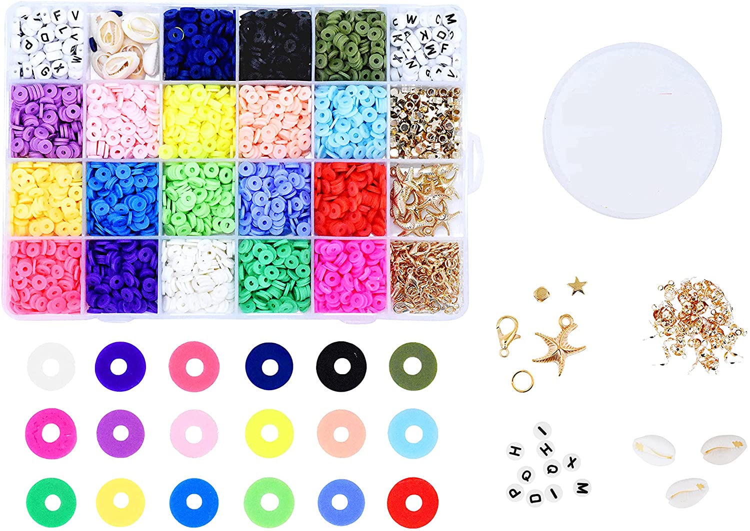 Clay Flat Beads Kits 6mm Round Polymer Clay Beads For Jewelry
