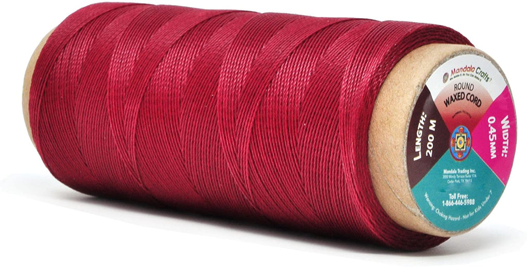 Round Waxed Thread for Leather Sewing - Leather Thread Wax String Polyester  Cord for Leather Craft Stitching Bookbinding by Mandala Crafts 1mm 22 X 24