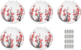 Mudra Crafts 5 PCs Cherry Blossom Paper Lanterns with 10 Lights for Cherry Blossom Decor – Flower Chinese Lanterns with Lights – 12 in Round Sakura Hanging Japanese Lantern Kit for Party Decoration