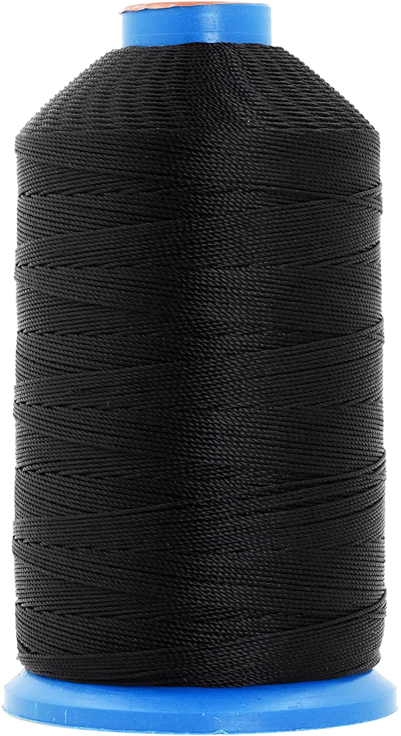 Mandala Crafts Bonded Nylon Thread for Sewing Leather, Upholstery, Jeans and Weaving Hair; Heavy-Duty (T90 #92 280D/3, Black)