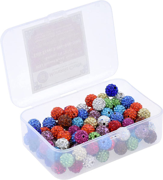 Mandala Crafts Pave Beads for Jewelry Making - Disco Ball Beads Micro Paved Round Sparkly Rhinestone Beads on Polymer Clay for Bracelet Spacer Charm Earrings 100 PCs