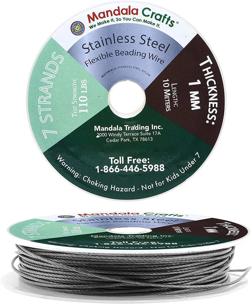 Mandala Crafts Tiger-Tail Beading Wire for Jewelry Making - 7 Strand Bead Stringing Wire for Jewelry Making DIY Crafting 7 Strands 21 Gauge 0.7MM 98FT