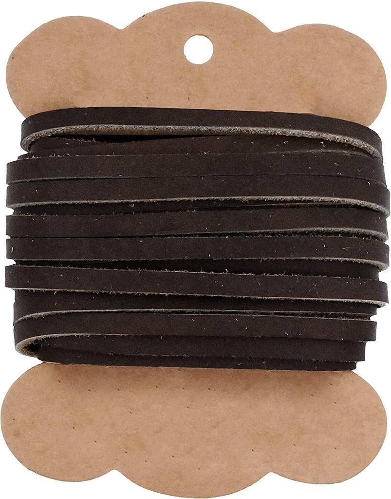 Mandala Crafts Genuine 1 inch Wide Brown Leather Strap - Flat Black Leather Strips - 6 Feet Long Cowhide Cord Leather Straps for Crafts Leather