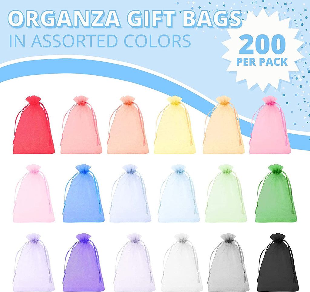 Mandala Crafts 200 Sheer Organza Bags for Wedding Party Favor Bags