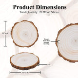 Mandala Crafts Natural Wood Slices for Centerpieces Crafts – Predrilled Wooden Circles Round Discs with Bark for Wood Burning Projects Arts Coaster Table Décor 20 PCs
