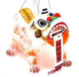 Mandala Crafts Hand String Puppet with Rod, Chinese Marionette Lion Toy, Orange on White