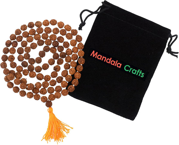 Mandala Crafts Rudraksha Mala 108 Beads - Rudraksha Beads - Nepal Rudraksha Seed Japa Mala Tibetan Prayer Beads for Rudraksha Necklace Men Women Meditation Yoga