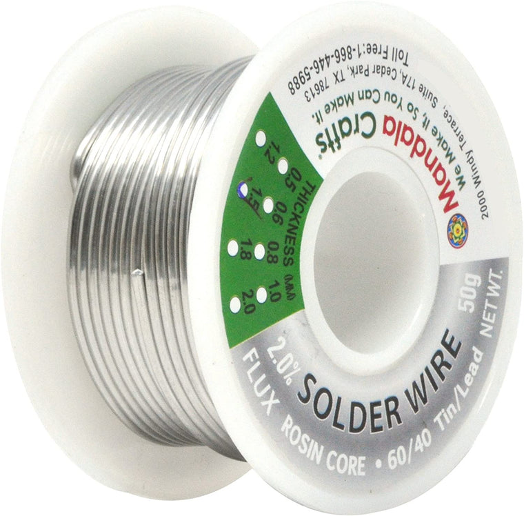 Rosin Core Solder Wire with 60-40 Tin Lead for Electrical, Electronic, PCB Soldering; By Mandala Crafts; 50g 1.5mm
