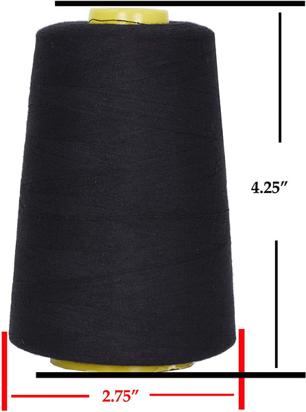 Mandala Crafts All Purpose Sewing Thread from Polyester for Serger Overlock Quilting Sewing Machine Pack of 4 40S/2 Black