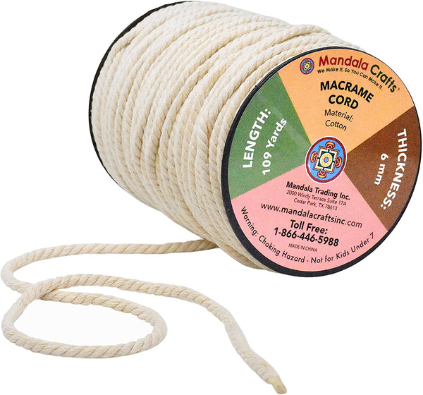 Macrame Cord Cotton Rope Macrame Supplies 3 Ply Twisted Macrame Rope String Yarn for Plant Hanger Wall Hanging Knitting Wedding Décor by Mandala Crafts Natural 5mm 109 Yards