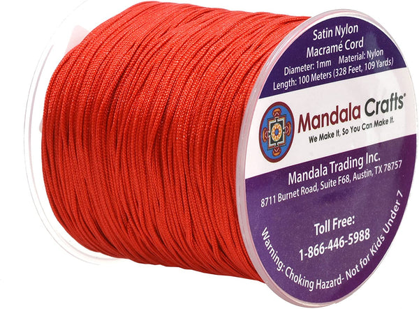 Mandala Crafts Satin Rattail Cord String from Nylon for Chinese Knot,  Macrame, Trim, Jewelry Making