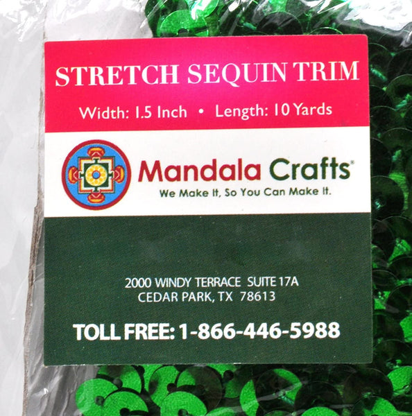 Mandala Crafts Elastic Sequin, Flat Glitter Stretch Bling Paillette Fabric Ribbon, Metallic Appliqué Trim Lace for Dress Embellish, Headband