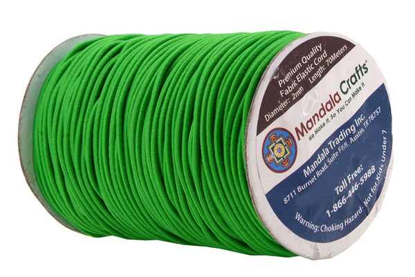 Mandala Crafts 2mm 76 Yards Fabric Elastic Cord, Round Rubber