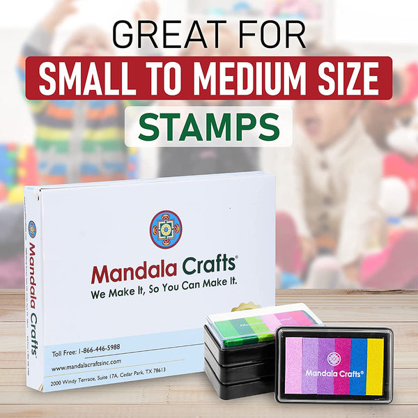Mandala Crafts Washable Ink Pads for Kids Washable Stamp Pads for Kids - Assorted Colors Craft Ink Pad Stamp Pad Kit - Stamp Pads for Rubber Stamps Stamping Crafts 15 Sets