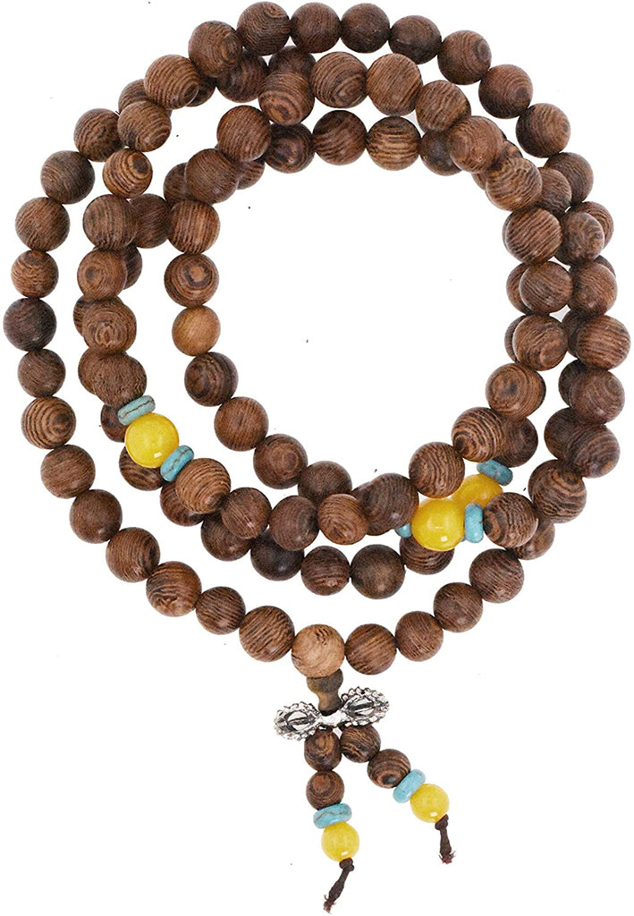 Mandala Crafts Natural Wood Mala Beads Necklace – Japa Mala Beads 108  Necklace – 108 Mala Beads Bracelet Mala Prayer Beads Necklace for Men Women  Mala