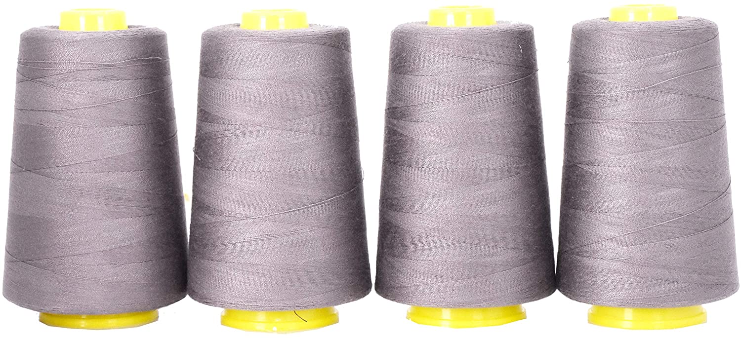Mandala Crafts All Purpose Sewing Thread Spools - Maroon Serger Thread Cones 4 Pack - 40s/2 24000 yds Maroon Polyester Thread for Overlock Sewing