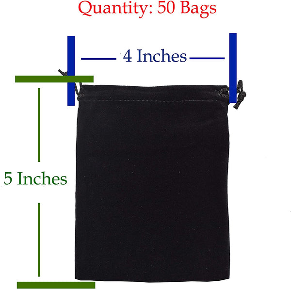 Mandala Crafts Velvet Drawstring Bags for Velvet Gift Bags - Velvet Bags with Drawstrings 4x5 Inches for Packaging – Velvet Jewelry Bags 50 PCs