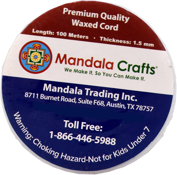 Mandala Crafts 1.5mm 109 Yards Jewelry Making Beading Crafting Macramé Waxed Cotton Cord Rope (White)