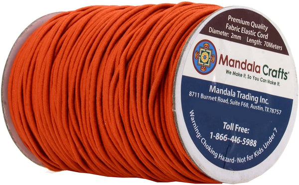 Mandala Crafts 2mm Elastic Cord for Bracelets Necklaces - 76 Yards, Red