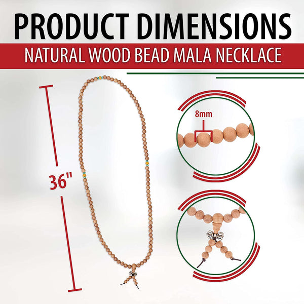 Mandala Crafts Natural Wood Mala Beads Necklace – Japa Mala Beads 108 Necklace – 108 Mala Beads Bracelet Mala Prayer Beads Necklace for Men Women Mala Meditation Beads Ebony Black Wood
