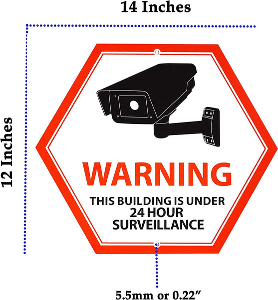 Mandala Crafts 24 Hour Video Surveillance Sign, Security Camera Sign, Aluminum Warning Sign for Outdoors, Homes, Businesses, CCTV Recording