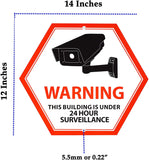 Mandala Crafts 24 Hour Video Surveillance Sign, Security Camera Sign, Aluminum Warning Sign for Outdoors, Homes, Businesses, CCTV Recording 2-Pack Red Hexagon
