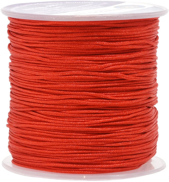 Mandala Crafts Nylon Satin Cord, Rattail Trim Thread for Chinese Knotting, Kumihimo, Beading, Macramé, Jewelry Making, Sewing (0.5mm 164 Yards, Red)