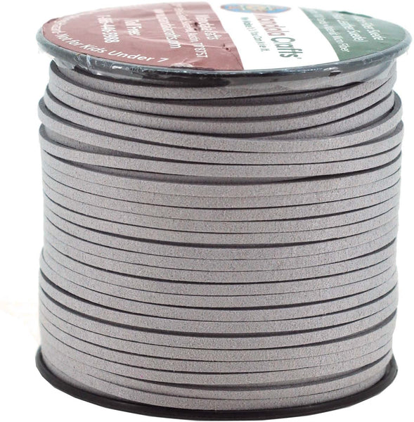 Mandala Crafts 100 Yards 2.65mm Wide Jewelry Making Flat Micro Fiber Lace Faux Suede Leather Cord (Ice Gray)